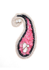 Вышивка на сетке пейсли розовая камни кристаллы стразы аппликация декор (GG-5310) фото 1