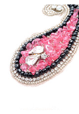 Вышивка на сетке пейсли розовая камни кристаллы стразы аппликация декор (GG-5310) фото 3