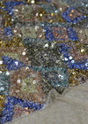 Вышивка пайетками на кружевной сетке в золотисто-голубых оттенках (00126) фото 2