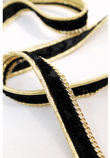 Бархатная тесьма лента черная с золотой цепью (DG-0020) фото 1