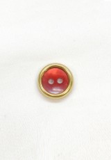 Пуговица блузочная круглая красная с золотой каймой два прокола 12 мм фото 2