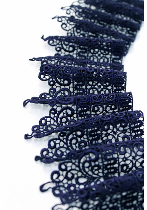 Кружевная отделочная тесьма синяя плетение макраме (DG-6020)