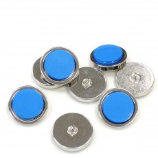 Пуговица костюмная на ножке серебряный металл голубая 25 мм фото 1