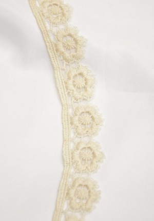 Тесьма кружевная плетеная бежевая цветочная вышивка (CC-3500)