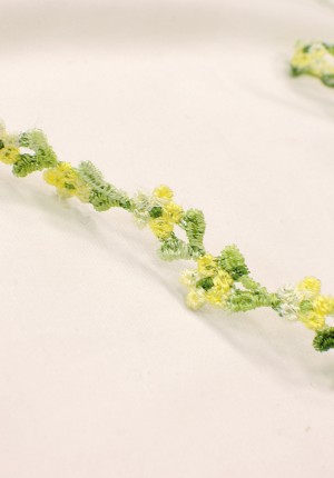 Плетеная цветочная коса тесьма желтая зеленая (DG-6630)