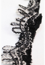 Кружевная тесьма шерсть черная с белым плетеная (DG-1430) фото 1