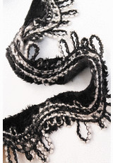 Кружевная тесьма шерсть черная с белым плетеная (DG-1430) фото 2