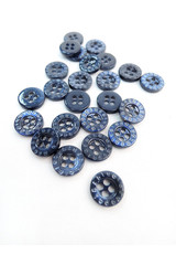 Пуговица пластик круглая синий перламутр на четыре прокола blue Les Copains 10 мм фото 1