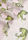Шифон шелк тигры на розовом фото 3