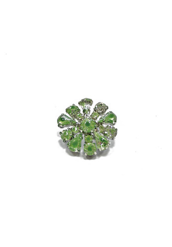 Пуговица металл цветок зеленые кристаллы 21 мм