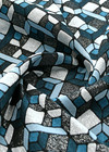 Жаккард стрейч с геометрическим орнаментом бирюзовый фото 2