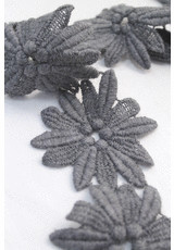 Кружевная тесьма шерсть серая цветы (DG-9330) фото 2