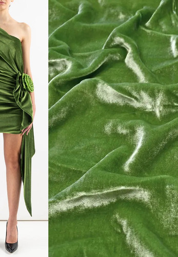 Бархат шелковый плательный салатовый зеленый Isabel Marant