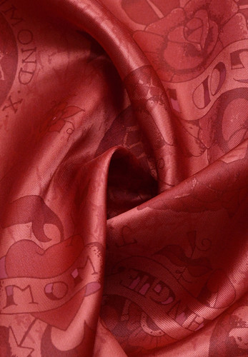 Ткань подкладочная красная змеи черепа John Richmond