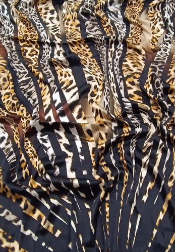 Атласный шелк стрейч купон леопардовый с полоской Piero Massa