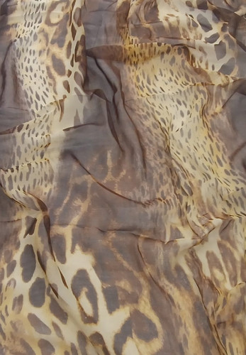 Шифон шелковый креповый коричневый леопард ROBERTO CAVALLI
