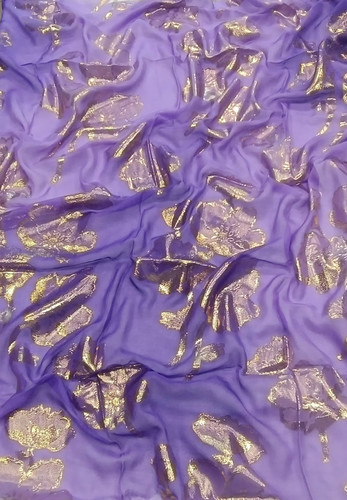 Шифон шелк фиолетовый с вышивкой люрексом