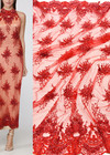 Вышивка на сетке красная цветы из бусин (DG-0981) фото 1
