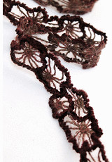 Кружевная тесьма коричневая бархатная (GG-1240) фото 2
