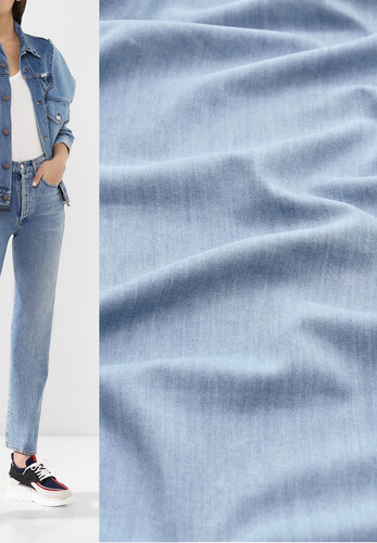 Итальянская джинса стрейч классическая голубая меланж Versus