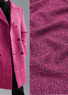 Твид пальтовый Herringbone фуксия черный фото 1