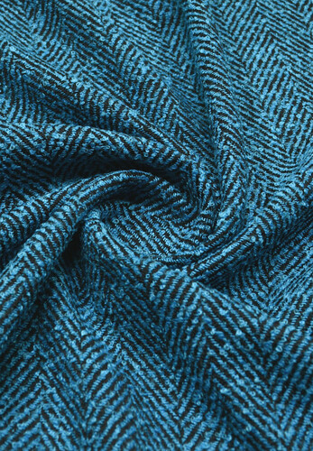 Твид пальтовый Herringbone голубой черный