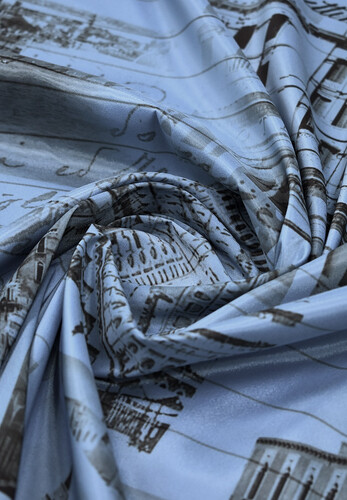 Подкладочная вискоза стрейч городской пейзаж