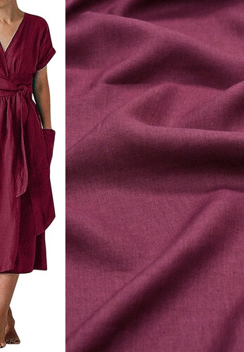 Кликните для увеличения изображения Итальянский плательно-рубашечный лён бордовый