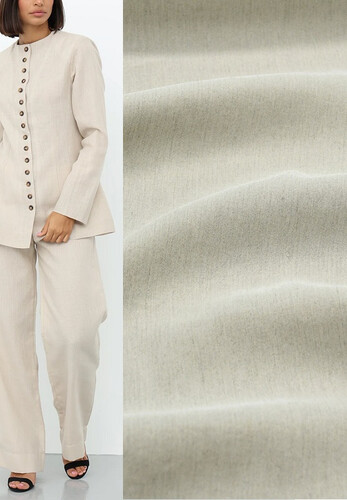 Кликните для увеличения изображения Итальянский лен костюмно-плательный стрейч цвета бежевый меланж