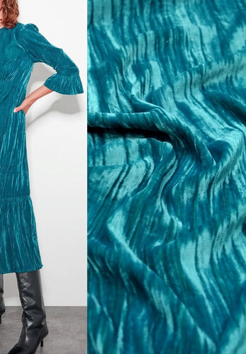 Бархат-креш бирюзовый костюмно-плательный