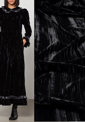 Бархат-креш черный костюмно-плательный