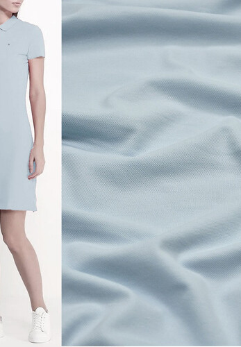 Трикотаж хлопковый пике бледно-голубой