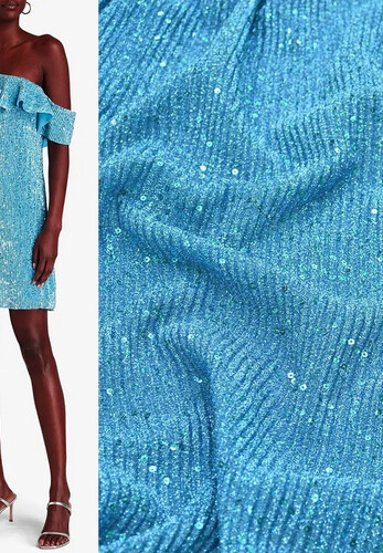 Гофре трикотаж с пайетками голубой Atelier Emé