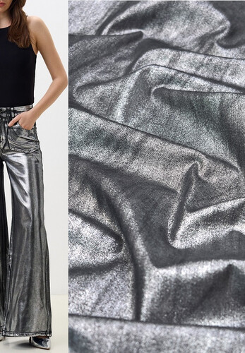 Джинс стрейч с глиттером цвет серый Италия