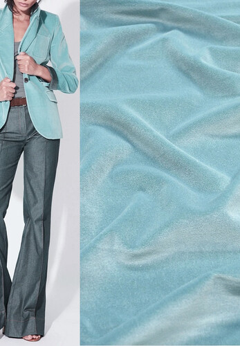 Бархат театральный для сцены голубой хлопок