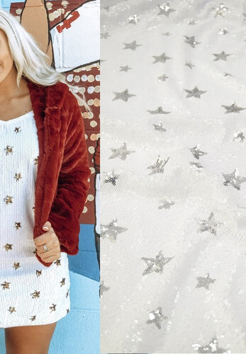 Сетка с пайетками серебристые звезды Max&co