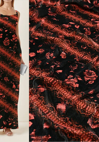 Бархат CAVALLI красный цветы