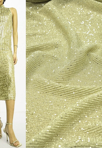 Гофре трикотаж с пайетками золотистый Atelier Emé