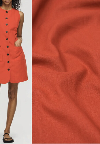 Кликните для увеличения изображения Итальянский лен костюмно-плательный красного цвета