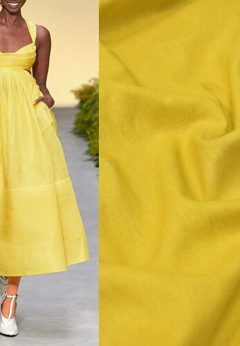 Итальянский лен костюмно-плательный желтого цвета