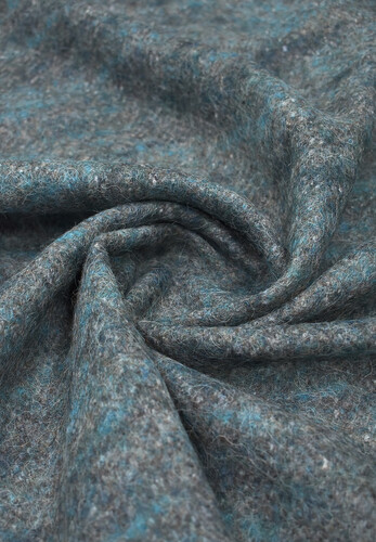 Пальтово-костюмная шерсть в елочку серая с бирюзовым Burberry