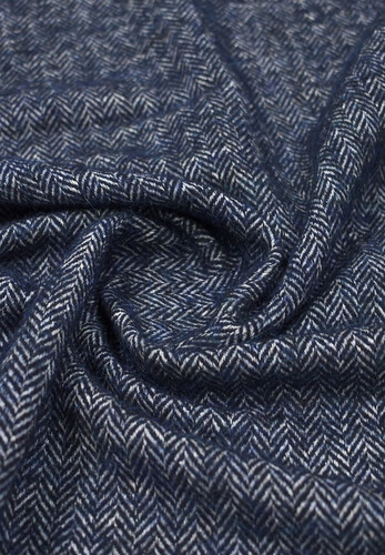 Костюмная шерсть в елочку синяя Burberry