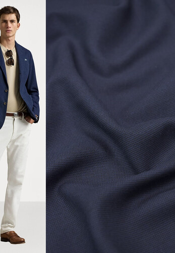 Костюмная вискоза пике темно-синяя Hugo Boss