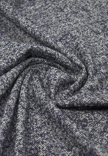 Твид шерсть синий в крапинку
