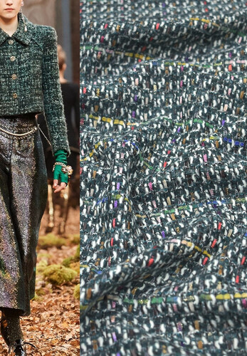 Шанель шерсть зеленая с разноцветной нитью Chanel