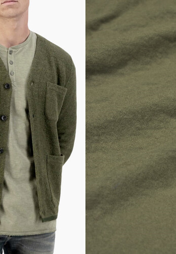 Шерстяной трикотаж футер букле цвета хаки