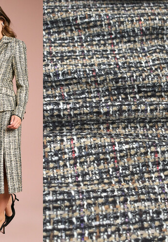 Шанель шерсть бежевый с разноцветной нитью Chanel