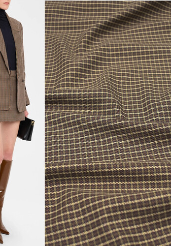 Костюмная вискоза с принтом в мелкую клетку