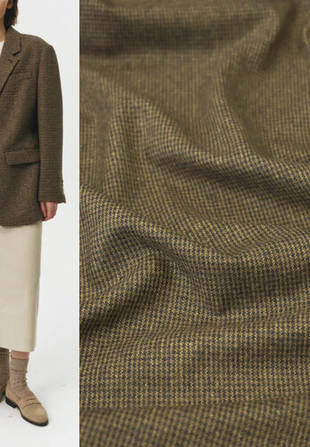 Костюмная вискоза с принтом в мелкую куриную лапку