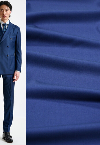 Костюмно плательная шерсть стрейч satin double face синяя